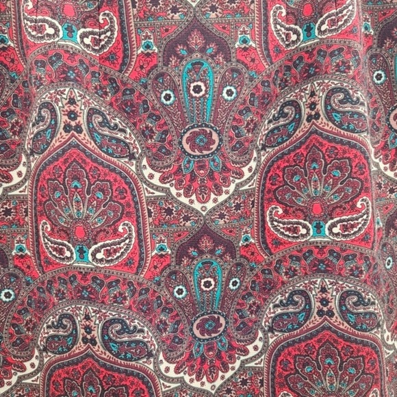 Talbots Paisley Print Button Front Knee Length‎ Skirt Red Blue Women's Size 4 - Picture 8 of 15